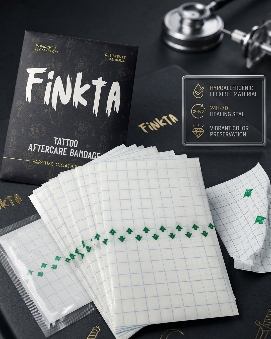 Kit de 15 Parches Protectores de Cicatrización para Tatuajes (Capa Curativa Transpirable)