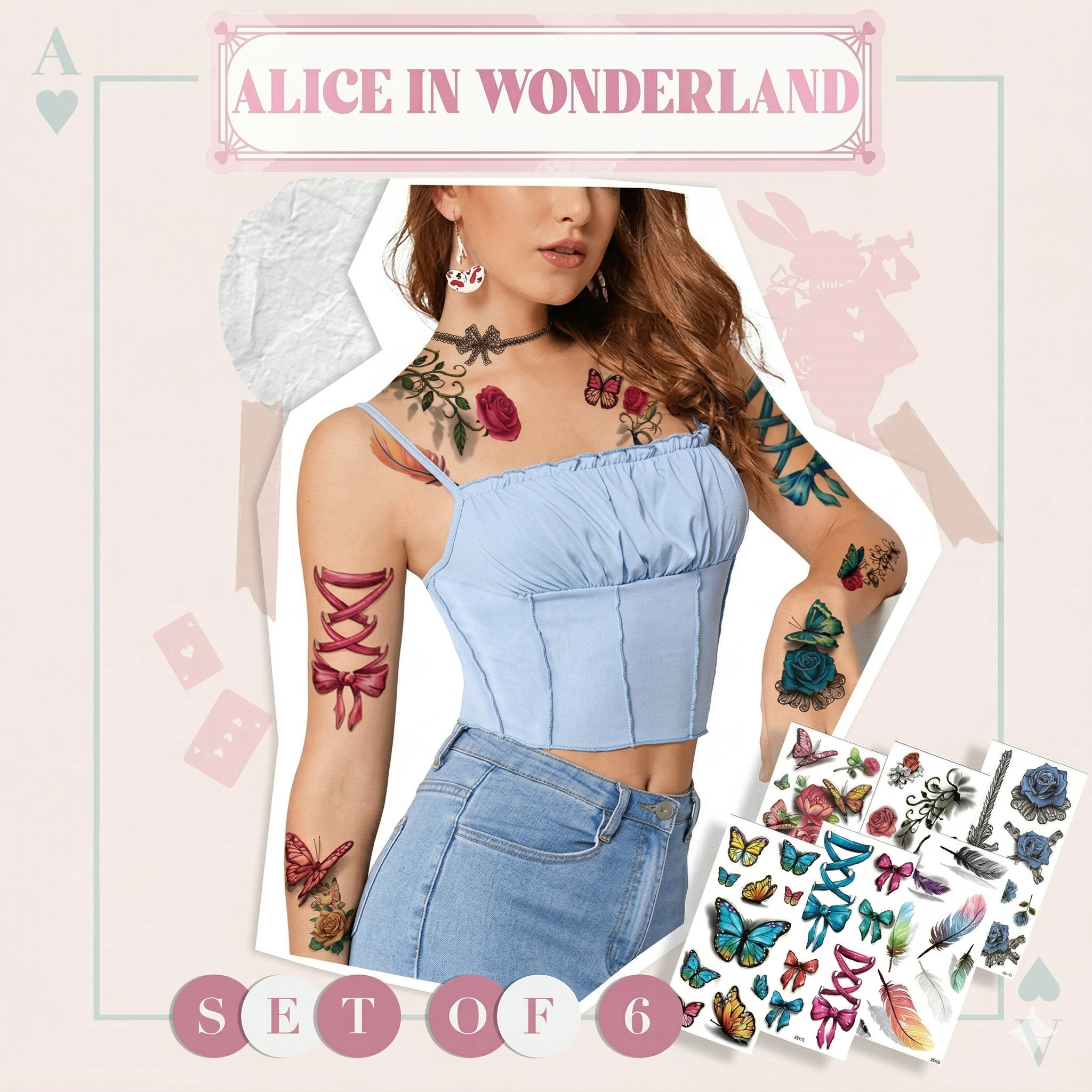 Tatuajes Temporales 3D para Niñas y Adolescentes | Set de 6 Hojas