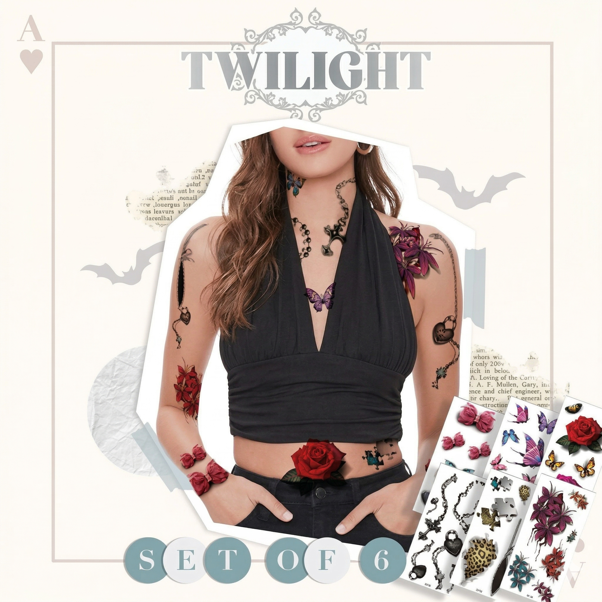 Tatuajes Temporales 3D para Niñas y Adolescentes | Set de 6 Hojas
